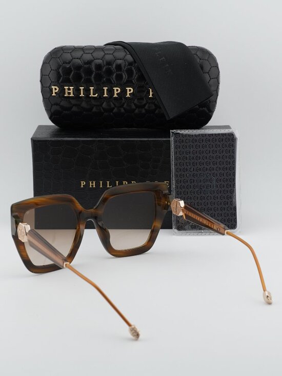 Philipp Plein SPP064S 03BQ Square Sunglasses - Brown / Brown Gradient main image 7